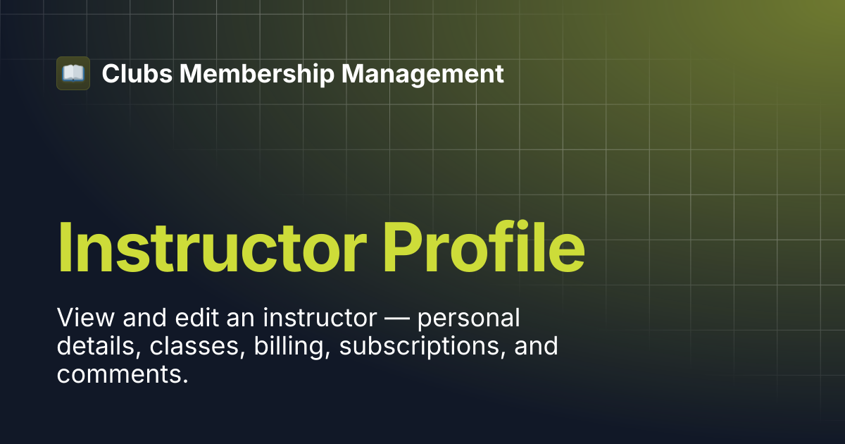 Instructor Profile | Clubs Membership Management