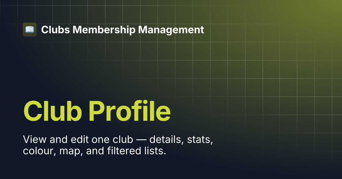 Club Profile | Clubs Membership Management